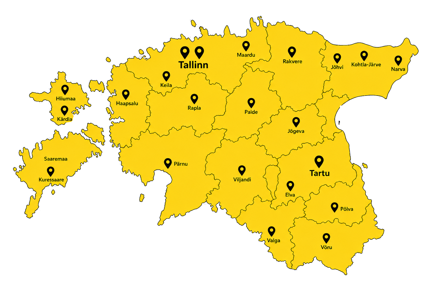 ToruFix teeninduspiirkonna kaart – Tallinn, Harjumaa ja kogu Eesti